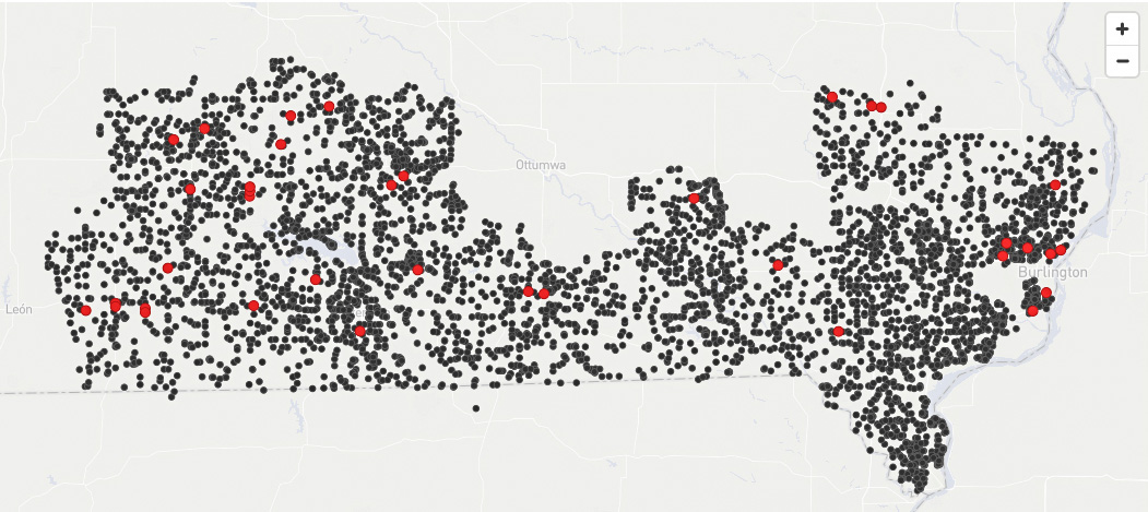 WaterScope map of RWWA's territory showing meter locations