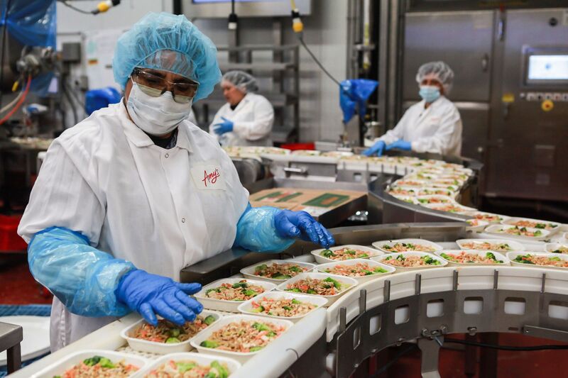 Workers preparing food at Amy's Kitrchen's Pocatello, Idaho facility - Photo: Amy's Kitchen